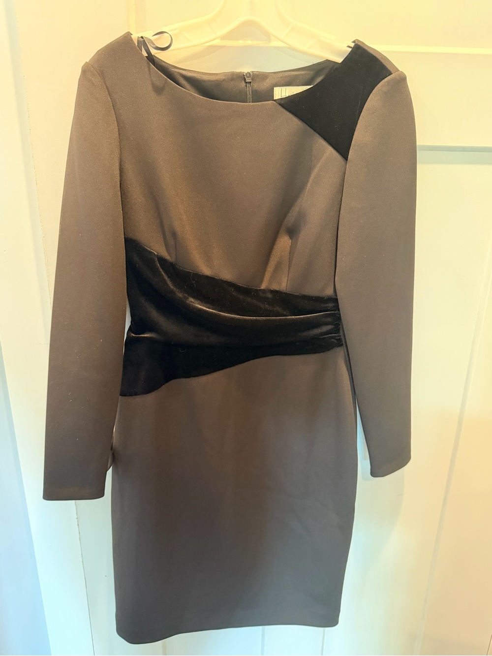 Harper Rose Black Velvet Accent Sheath Dress Size 6 Long Sleeve Cocktail
